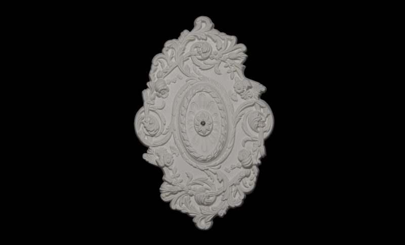 CCR-70P / R442S Swirled Floral Ribbon Oval Ceiling Rose Solid