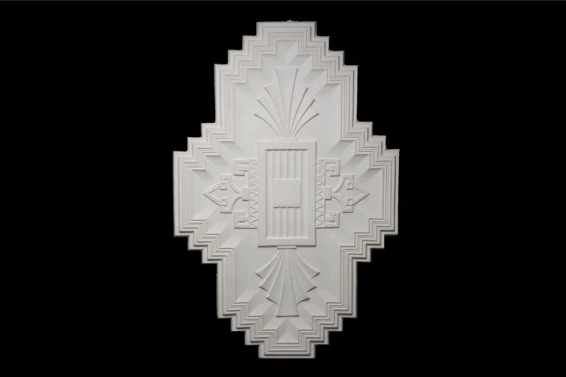 CCR-38P / R515S Small Art Deco Rectangular Fan Ceiling Rose Solid