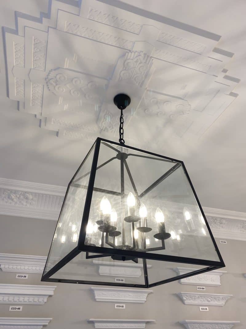 LS-16 Tamarka 8 light Glass Panel Black Frame