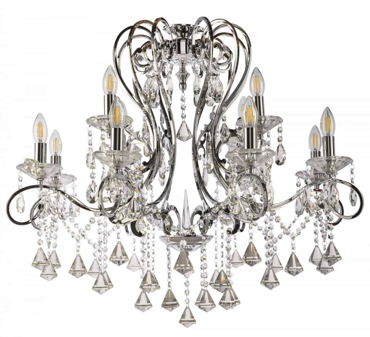 Boemia 8 + 4 Light Chrome Crystal Chandelier – Classic Ceiling Supplies