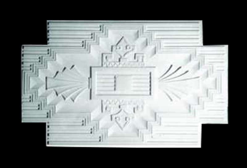 R516S Large Art Deco Rectangular Fan Ceiling Rose Solid