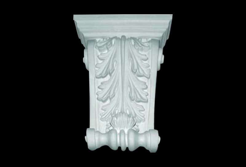 T20 Curled Acanthus Leaf Truss Keystone with Cap and Scroll