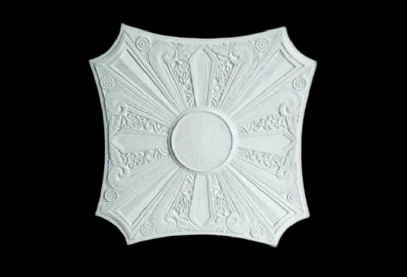 R539 Art Deco Square Sunburst Ceiling Rose Solid