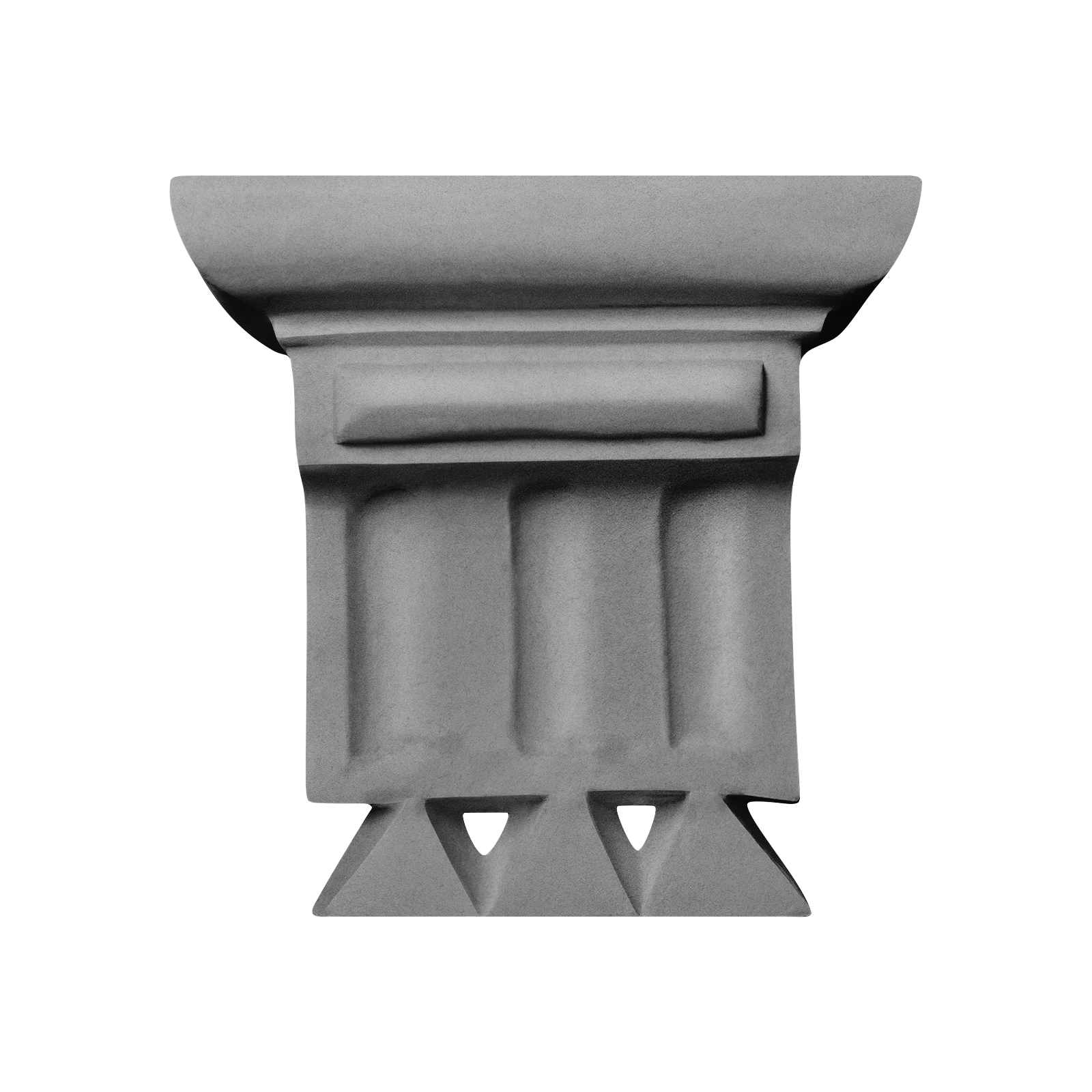 Art Deco Three Flute and Three Triangle Truss with Cap in Cement