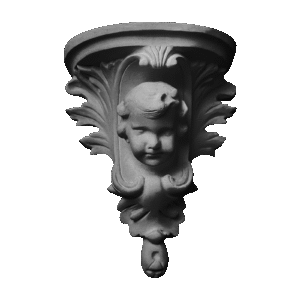 Cherub and Leaf Truss in Cement
