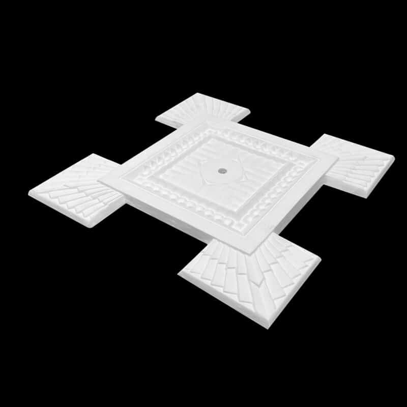 RCH-05S Five Square Fluted Art Deco Ceiling Rose Solid - Image 2