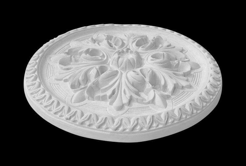 RCH-08S Bud, Leaf and Fringed Dentil Round Ceiling Rose Solid - Image 2