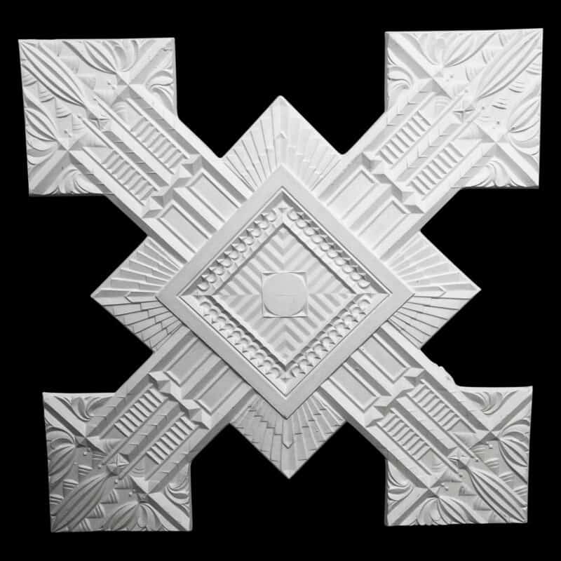 RCH-05AS Extended Arrows and Five Square Fluted Art Deco Ceiling Rose Solid