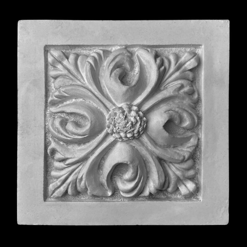 AB05 CEMENT Small Leaf and Bud Square Architrave Block in Cement