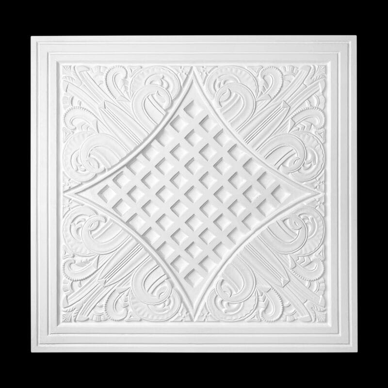 RCH-35S Fancy Square Art Deco Ceiling Rose Solid